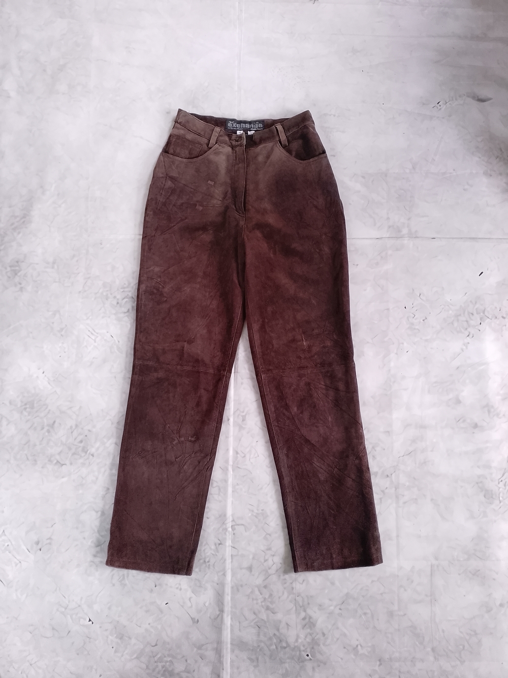 Y2K EXCHANGE Brown Suede Wide-Leg Pants